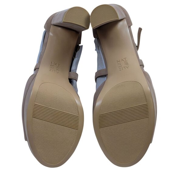 Naturalizer Melody Taupe Suede Platform PeepToe Block Heel Sandals Womens 9.5M - Picture 5 of 7